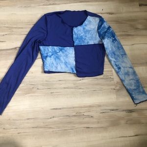 SHEIN patchwork blue and purple crop top